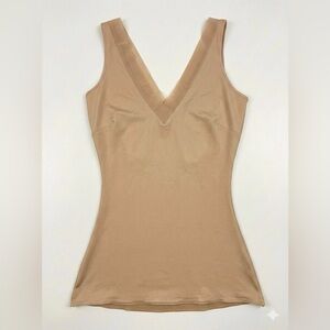 SPANX Beige Sleeveless double v neck  Top